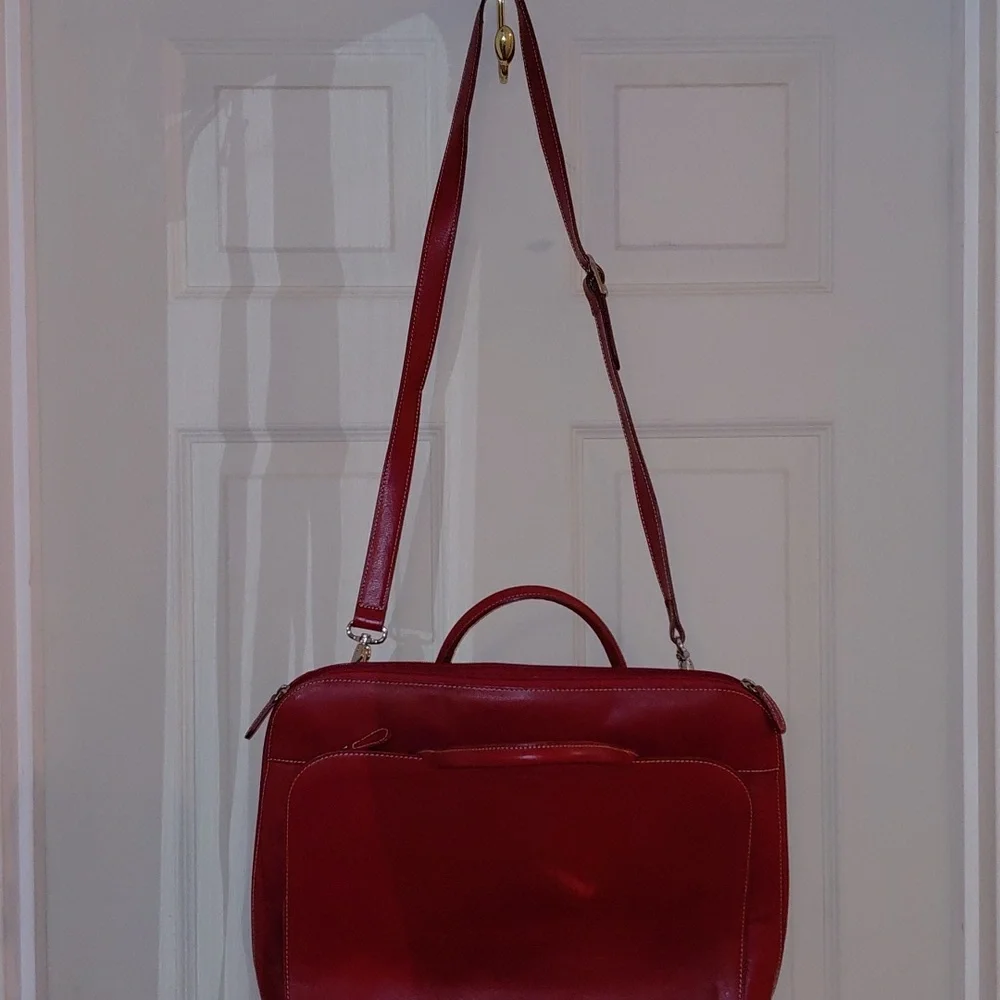 EUC Red Lodis Briefcase, Shoulder Strap & Handles, Pristine, See Note* - Picture 2 of 9